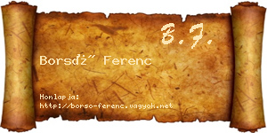Borsó Ferenc névjegykártya